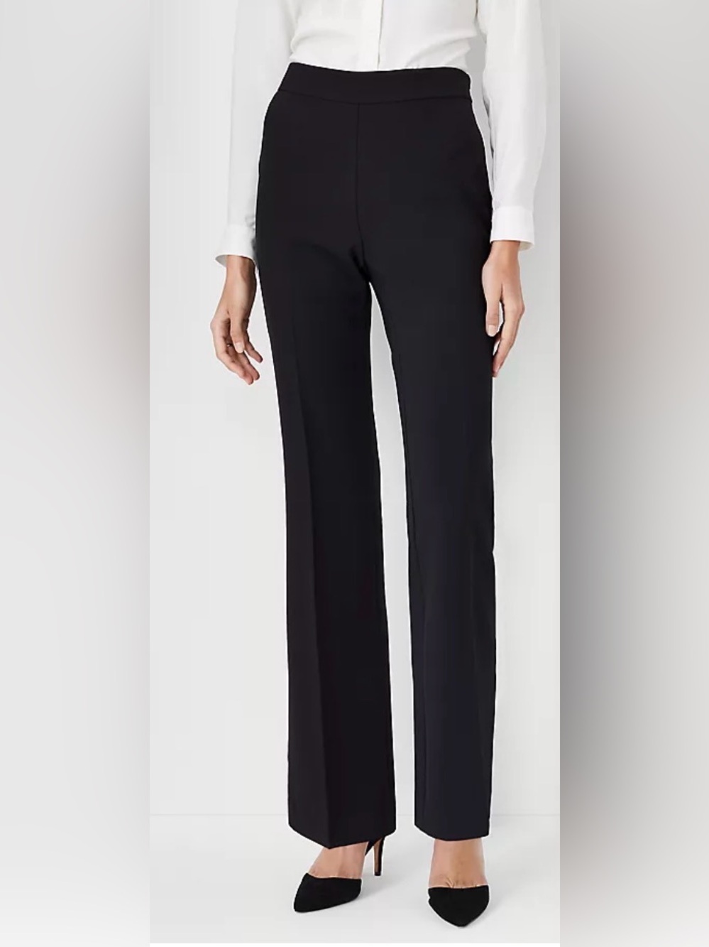 Ann Taylor The Side Zip Trouser in Fluid Crepe- Black